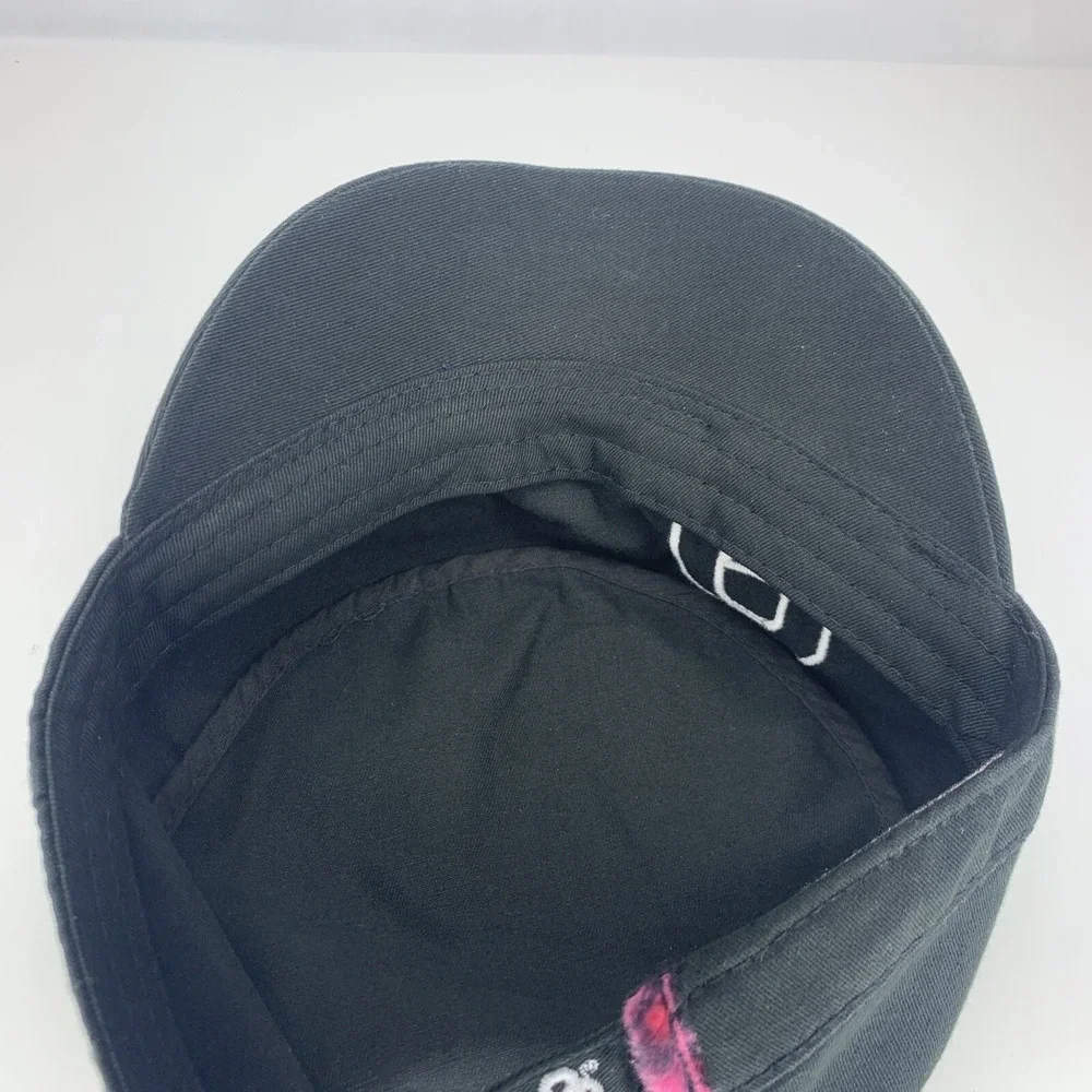 OU Oklahoma Sooners Hat Womens Cadet Cap Black Pink Cheetah Trim & Fake Crystals